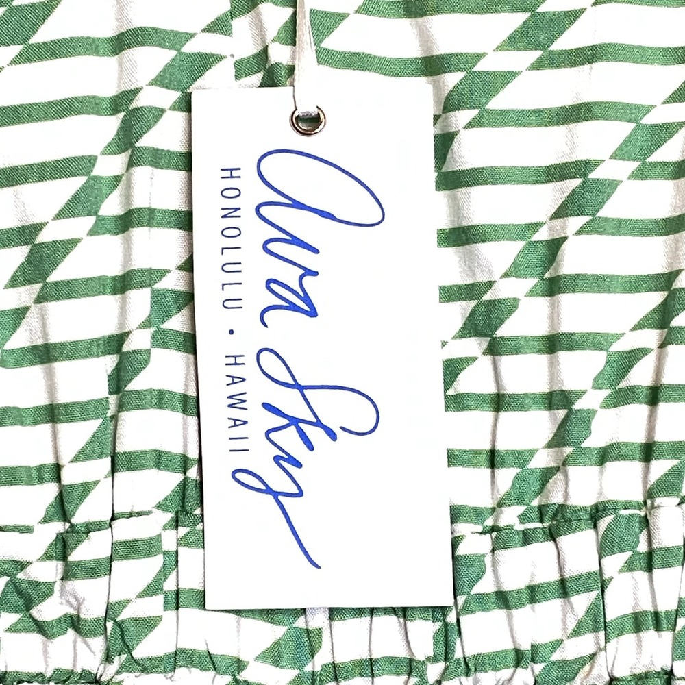 Ava Sky Green White Geometric Women Jumpsuit Small Jumper Jorja Green Ladder NWT - Picture 6 of 10
